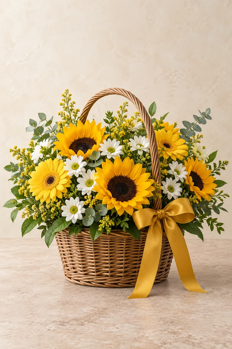 Güneş Sepeti — Ayçiçeği & sarı gerbera